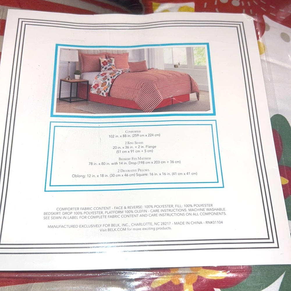 King size 6 piece bedding set